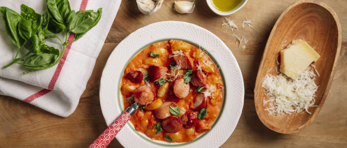 Ньоки със сметана и кренвирши Аз ям!